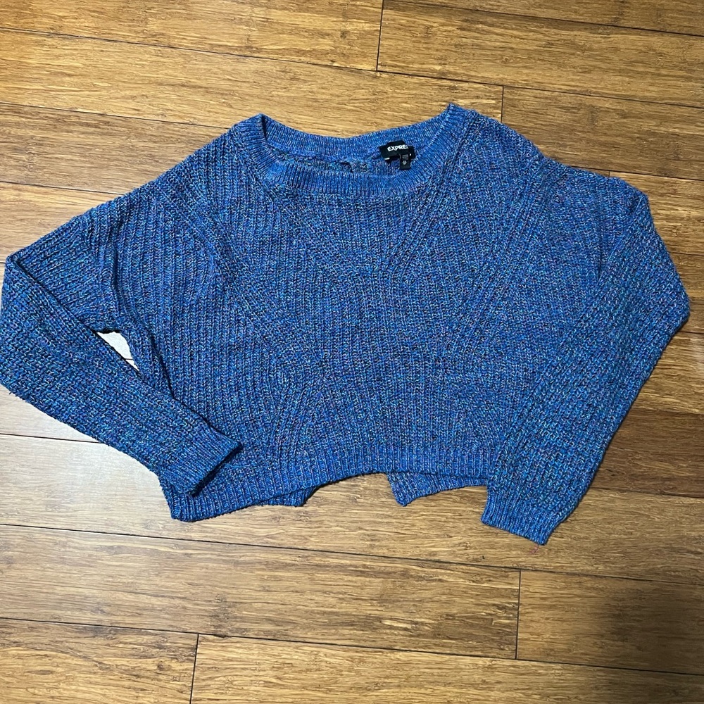 Express Cable Knit Split Back Sweater - image 3